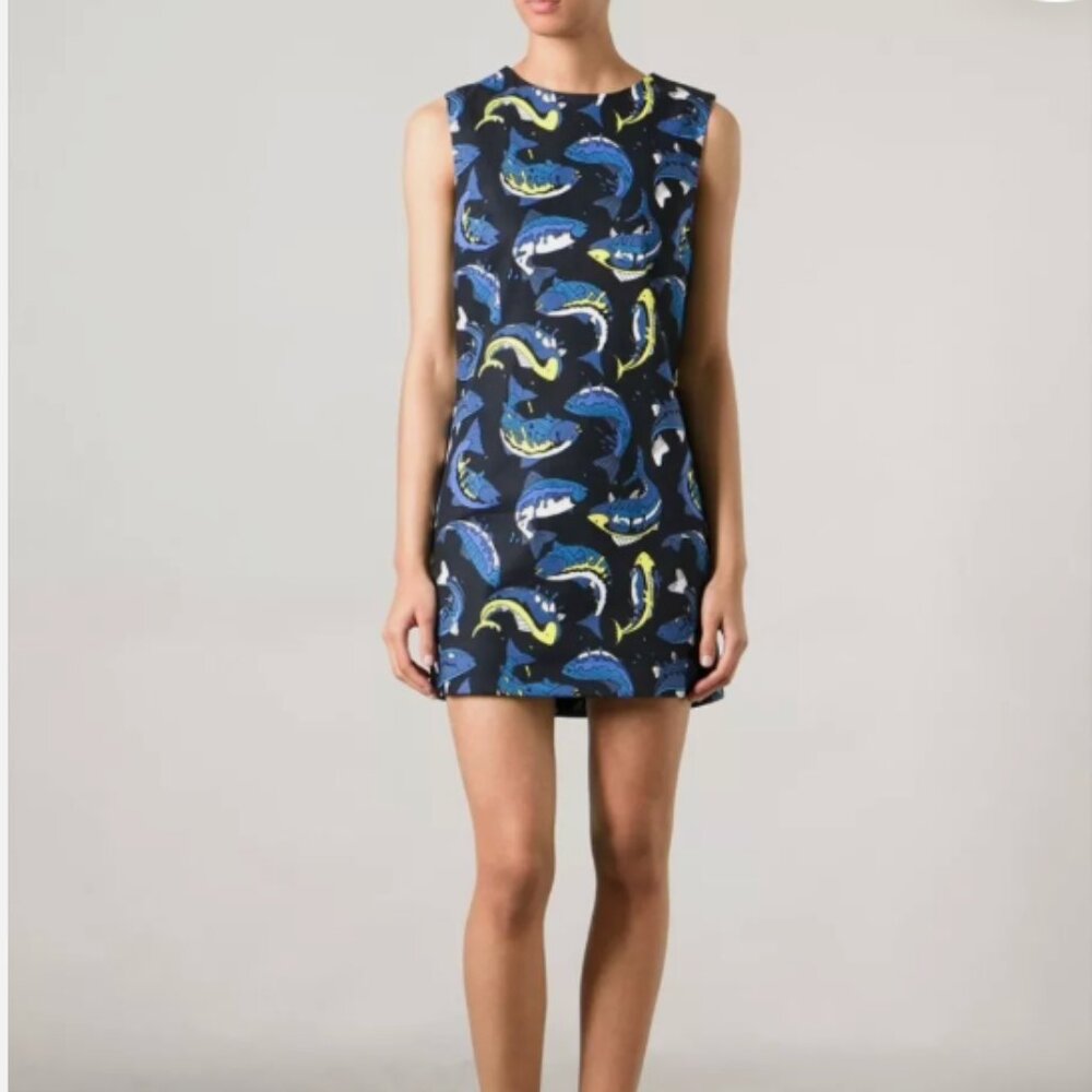 Kenzo Blue Fish Print Shift Dress - Unique & Eye-Catching!